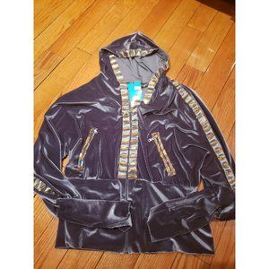 2 piece metallic velour jeweled sweatsui